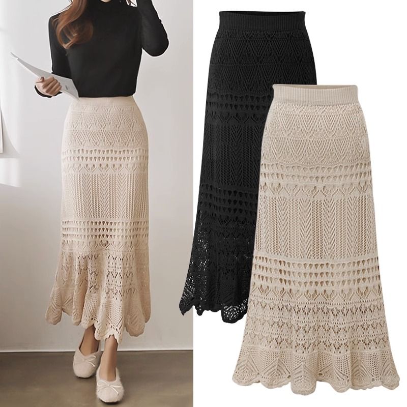Ivory Crochet Elegance Maxi Skirt
