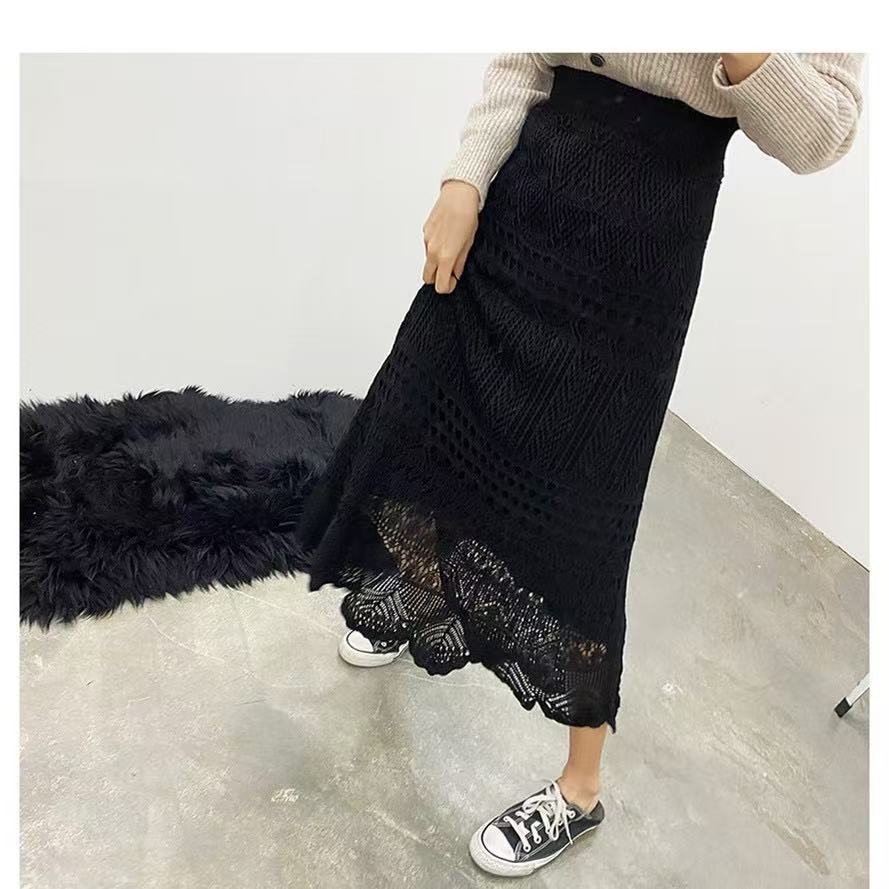 Ivory Crochet Elegance Maxi Skirt