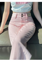 Blush High-Rise Wide-Leg Jeans – Soft Pink Statement Denim