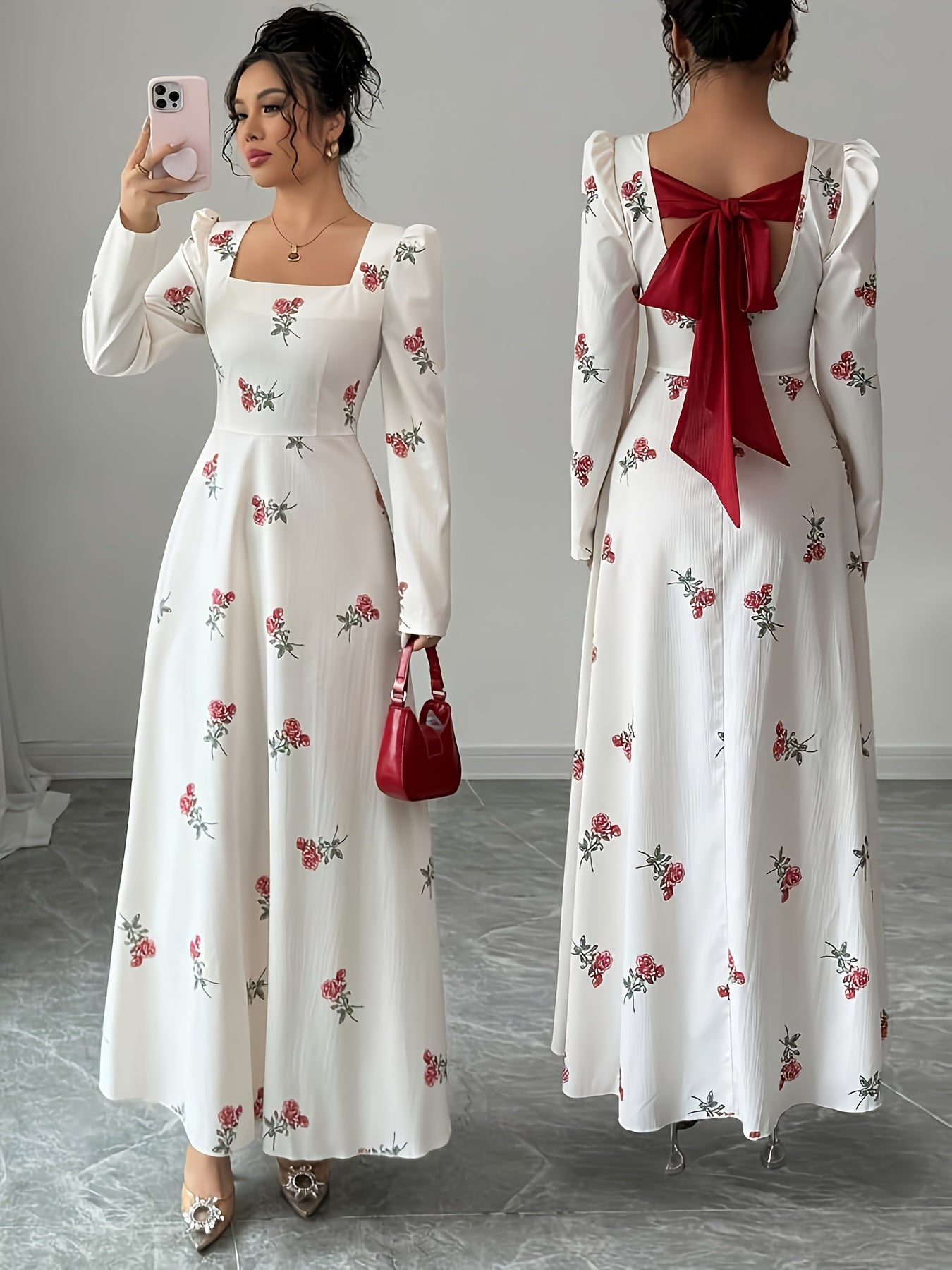 White Rose Garden Elegance Dress