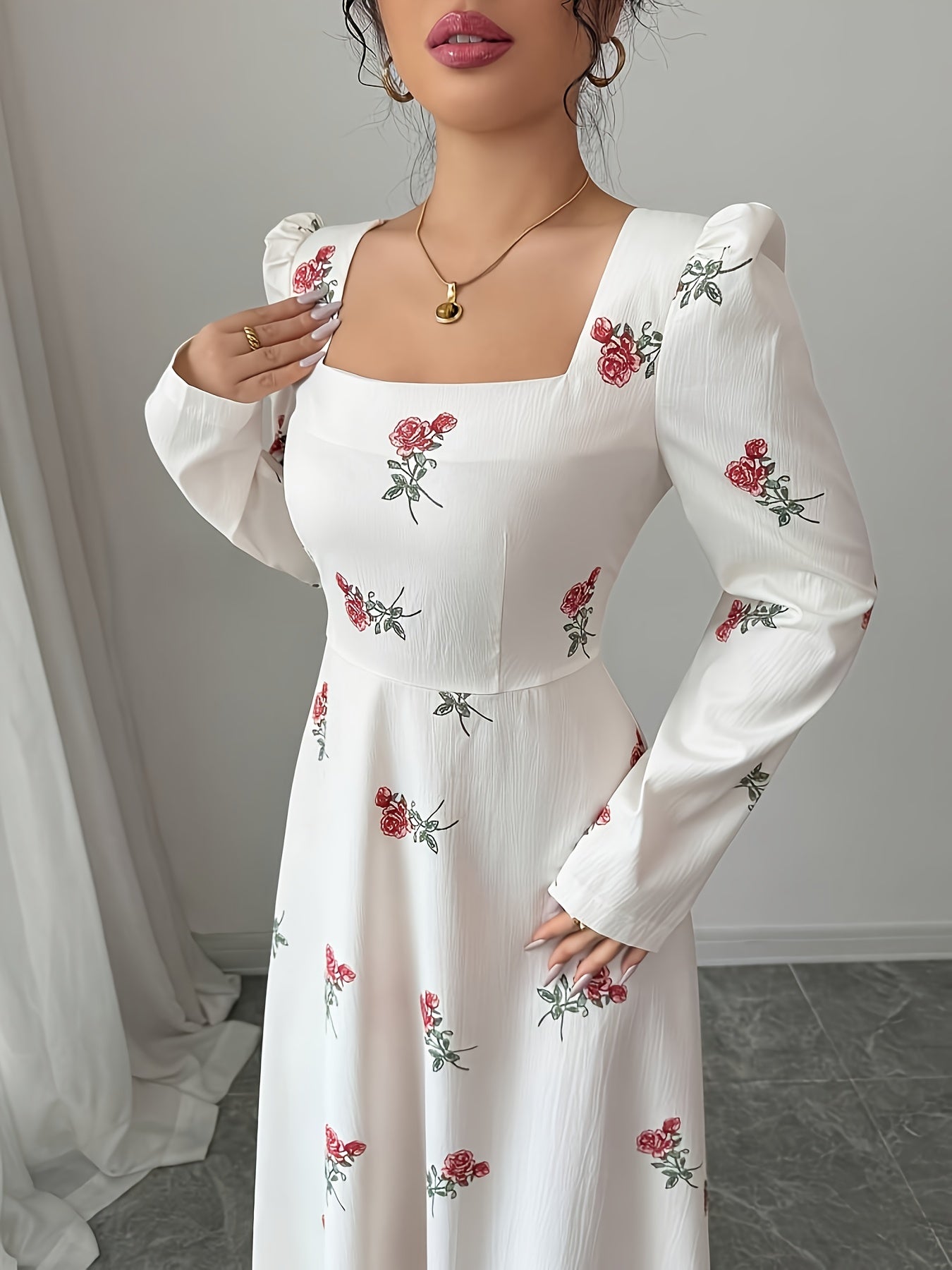 White Rose Garden Elegance Dress